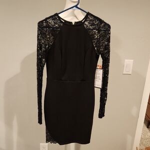 NEW Emerald Sundae Black Dress with Lace Sleeves- Small